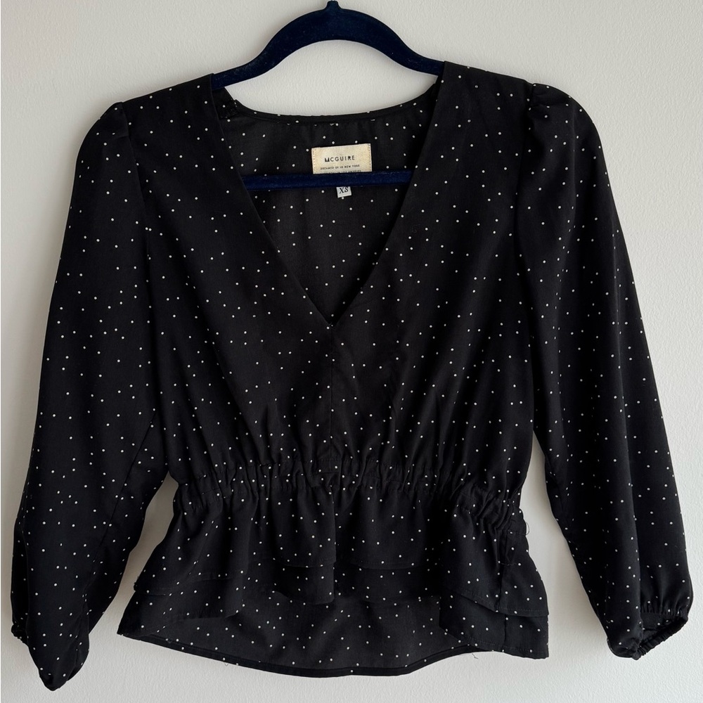 McGuire Polka Dot Peplum Top